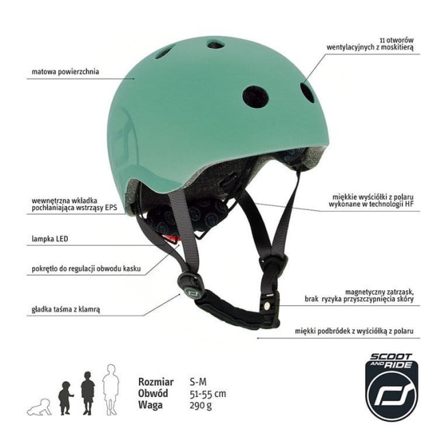 Scootandride Kask dla Dzieci 3+ S-M Forest