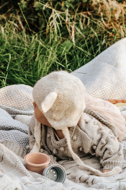 Booboo sweterek kropka szary beż