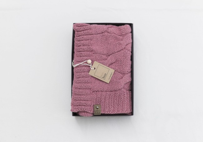 Booboo koc niemowlęcy warkocz stary róż