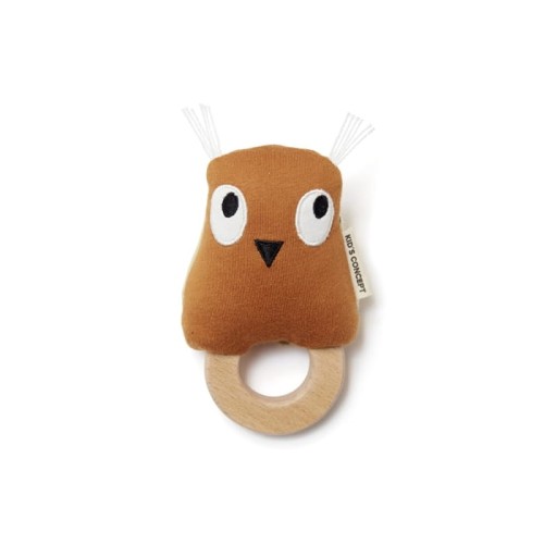 Kids Concept Edvin Grzechotka Sowa Rust 1000564 Zabawki/Dla niemowląt - Kolibelek - sklep dla dzieci Wolsztyn