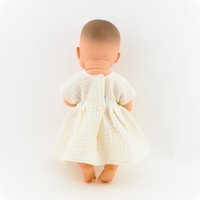 Przytullale Ubranko dla lalki Miniland 32 cm waniliowa sukienka z muślinu