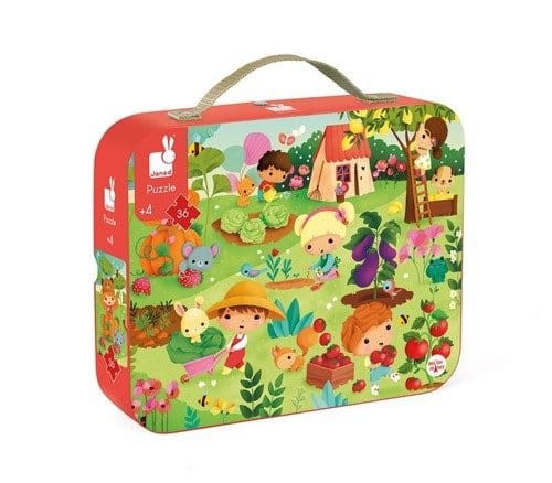 Janod Puzzle w walizce Ogród 36 elementów 4+