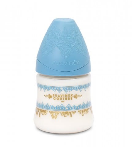 Suavinex Butelka Haute Couture Niebieska 150ml orkągły smoczek wolny przepływ