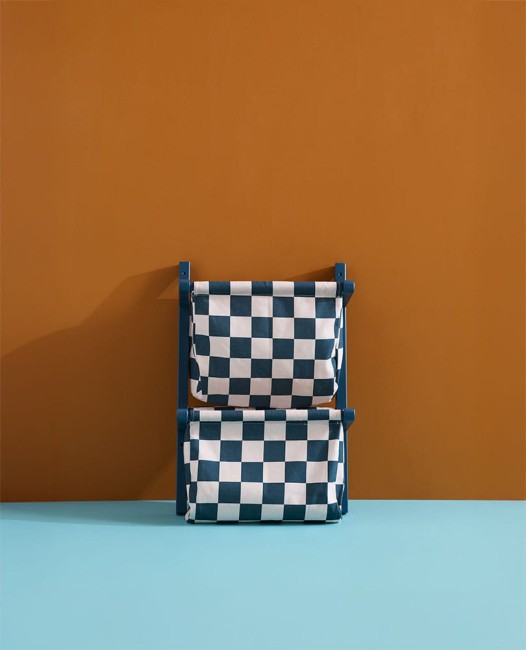 Kid's Concept - Półka ścienna materiałowa w szachownicę circus, check teal