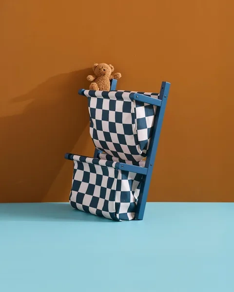 Kid's Concept - Półka ścienna materiałowa w szachownicę circus, check teal