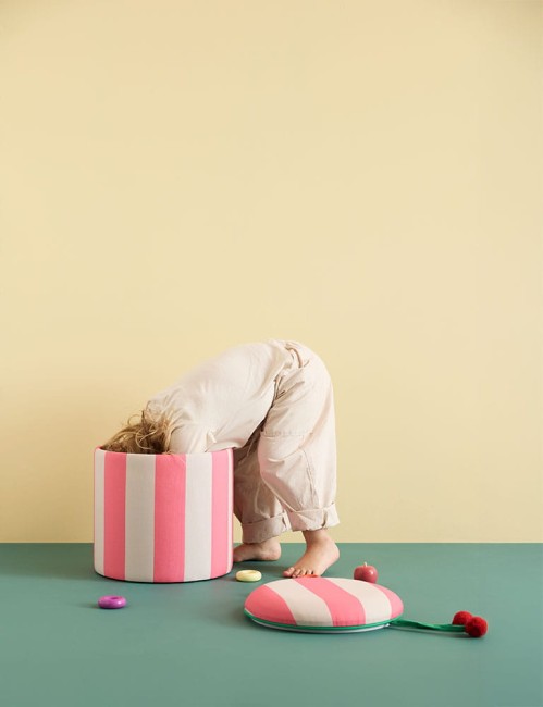 Kid's Concept - pufa cylindryczna ze schowkiem, różowa