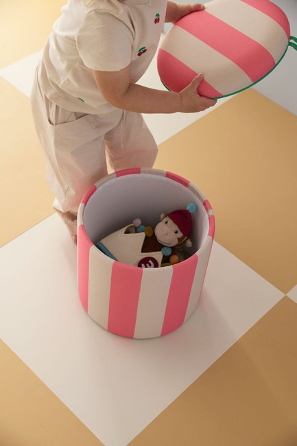 Kid's Concept - pufa cylindryczna ze schowkiem, różowa