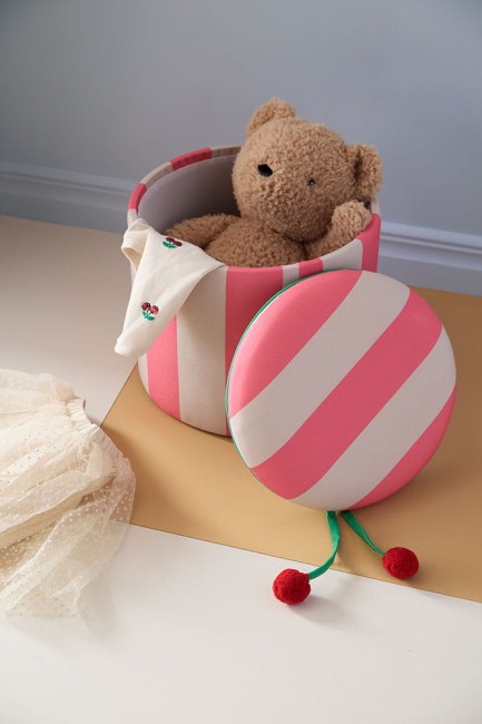 Kid's Concept - pufa cylindryczna ze schowkiem, różowa