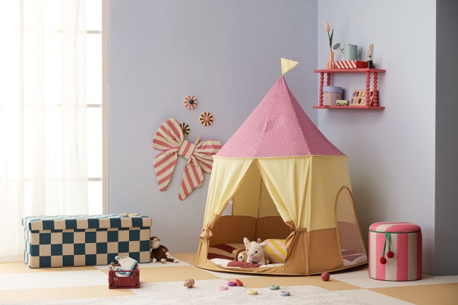 Kid's Concept - Pufa ze schowkiem w szachownicę - 80 cm, check teal