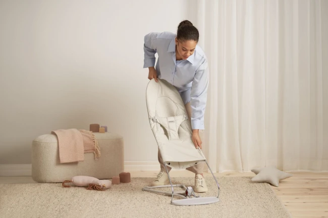 BABYBJORN - leżaczek BALANCE SOFT WOVEN/JERSEY Tri Fabric, Jasny Beż