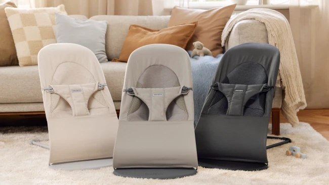 BABYBJORN - leżaczek BALANCE SOFT WOVEN/JERSEY Tri Fabric, Piaskowoszary