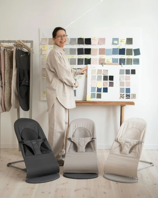 BABYBJORN - leżaczek BALANCE SOFT WOVEN/JERSEY Tri Fabric, Piaskowoszary