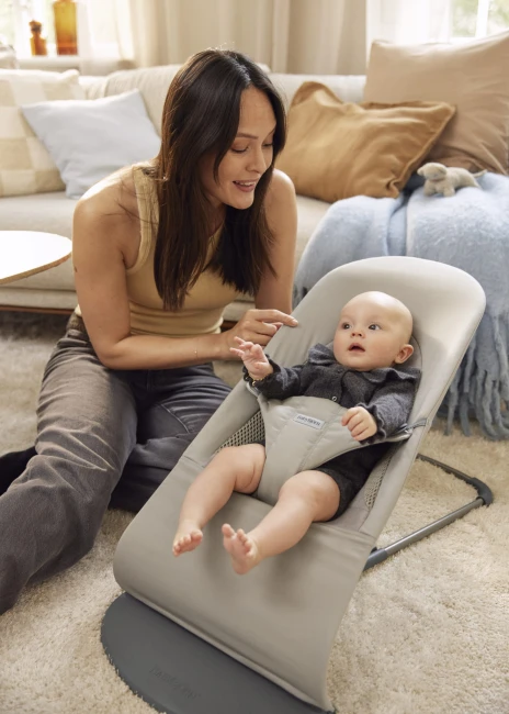 BABYBJORN - leżaczek BALANCE SOFT WOVEN/JERSEY Tri Fabric, Piaskowoszary