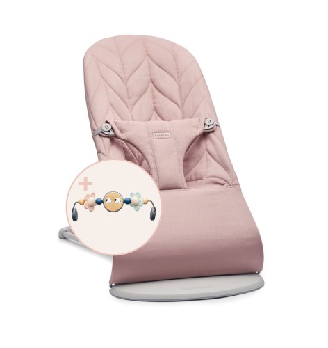 BABYBJORN - leżaczek BLISS Woven, Petal Quilt, Zgaszony róż + Zabawka