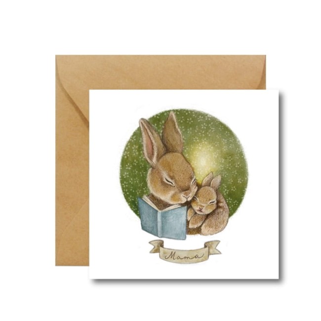 hi little Recznie-ilustrowana-kartka-dla-mamy-z-napisem-Mama