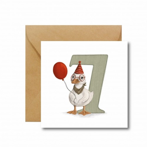 Hi little Kartka-na-siodme-urodziny,-sliczny-kaczorek-w-okularach