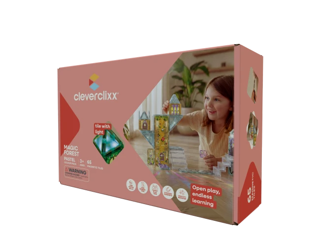CLEVERCLIXX - klocki magnetyczne Magic Forest Pack Pastel - 65 el.