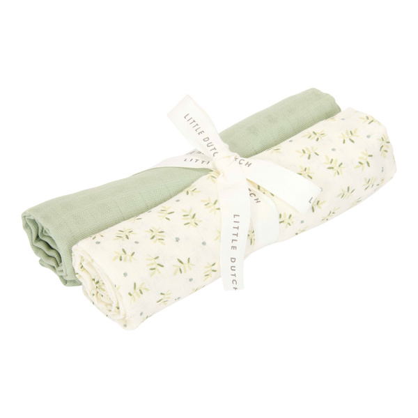 Little-Dutch-Otulacze-muslinowe-70x70-cm-Blueberry-Leaves-Sage