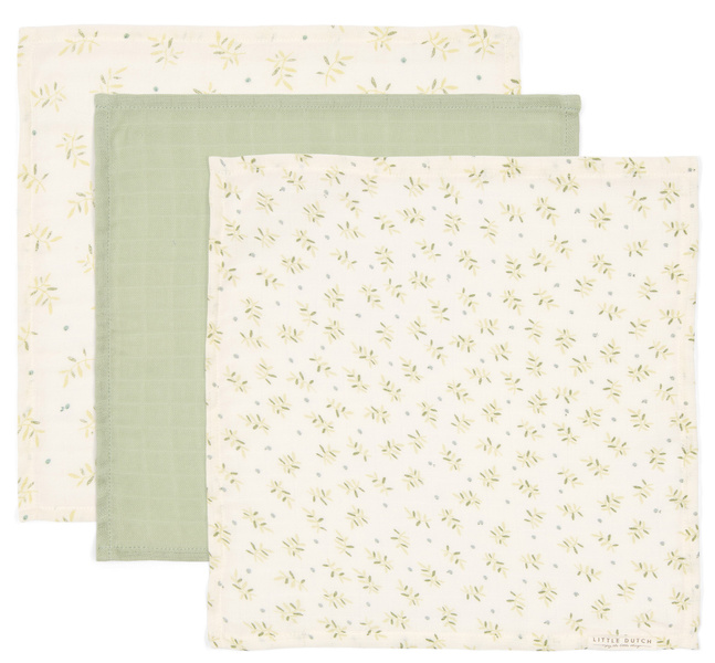 Little-Dutch-Chusteczki-muslinowe-25x25-cm-Blueberry-Leaves-Sage