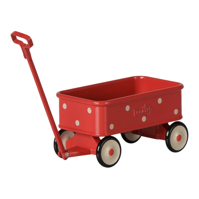 maileg czerwony-wozek-wagonik-z-raczka-akcesoria-dla-myszek-wagon