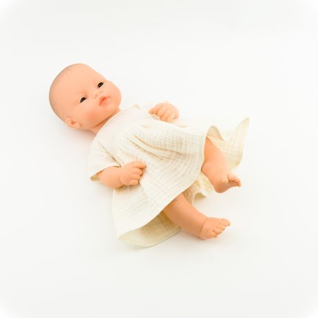 Przytullale Ubranko dla lalki Miniland 32 cm waniliowa sukienka z muślinu