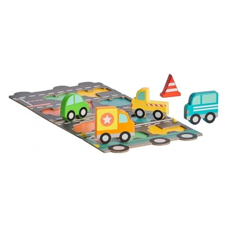 Petit Collage Puzzle Drewniane Samochody PTC502 Zabawki/Puzzle