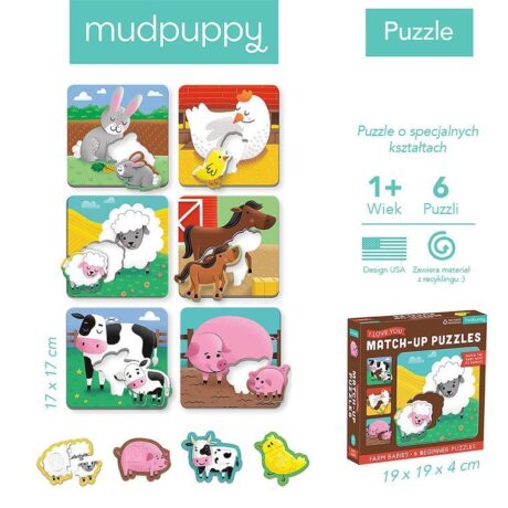 Mudpuppy Pierwsze puzzle I Love You Rodzice i dzieci Farma 1-3 lata - 6271