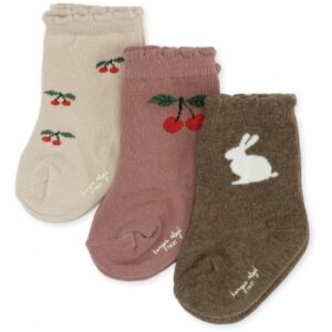 Konges Slojd 3pack skarpetek Jaquard socks - cherry/bunny