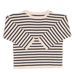 Huttelihut O-neck sweterek - Off white/Navy stripes