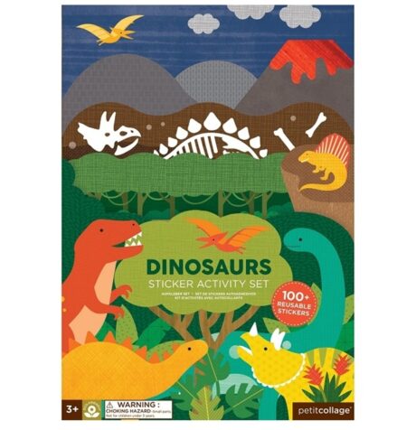 Petit Collage Naklejki z Planszą Dinozaur ST-Dinosaurs Zabawki/Kreatywne powyżej 4 lat