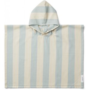 Liewood poncho Roomie - Stripe: sea blue/sandy 3-4y
