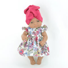 Przytullale zestaw sukienka w kwiaty i różowy turban dla lalki Miniland 32