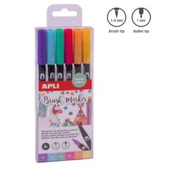 Apli Kids Markery dwustronne Brush Marker 6 kolorów pastelowych