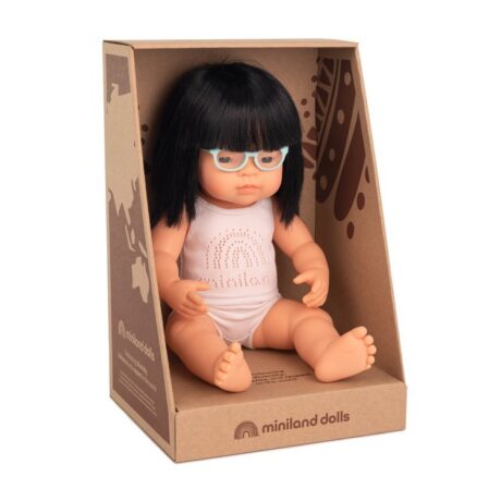 Miniland Lalka dziewczynka Azjatka z okularami 38 cm