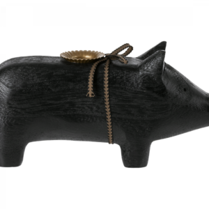 Maileg świecznik Wodden Pig medium black