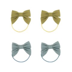 Grech&CO gumki do włosów Fable bow set of 4 Chartreuse, Sky Blue
