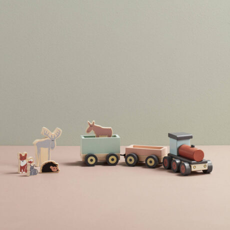 Kid's Concept - Pociąg ze zwierzątkami EDVIN - Zabawki drewniane