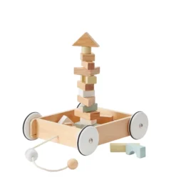 Kid's Concept - Wózek z drewnianymi klockami - 7340028726975 - Zabawki drewniane - Kolibelek - sklep dla dzieci