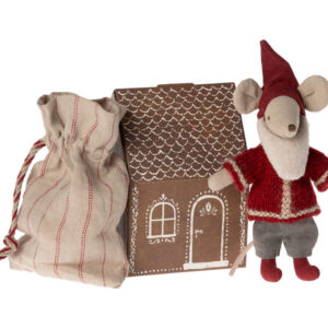 Maileg Santa Mouse Myszka święty Mikołaj w piernikowym domku