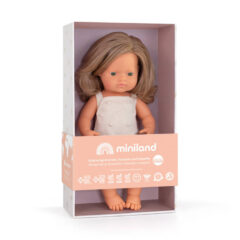 Miniland Lalka dziewczynka Europejka Ciemny Blond Colourful Edition 38cm
